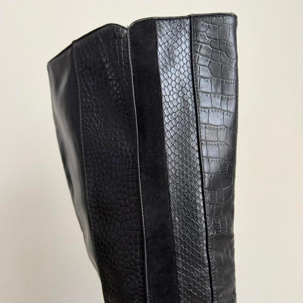 Black knee-high patchwork boot croc Size 8 vegan - image 3